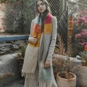 Luxury Fringe Scarf Knit Mohair Look Oversized Multicolor Pink Blue Orange Green